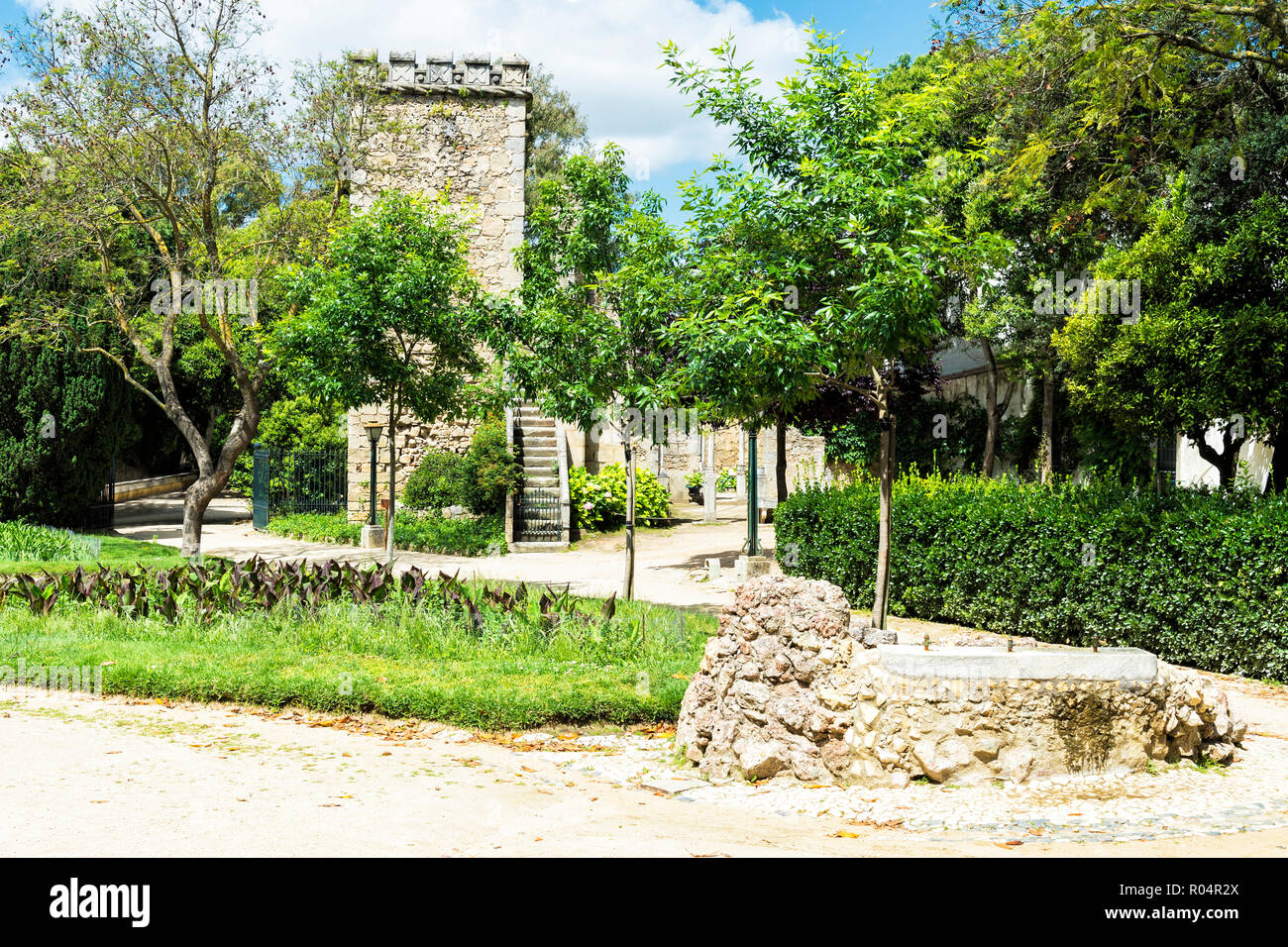 Ruinas fingidas, Don Manuel Royal palace, Public garden Merendas, UNESCO World Heritage Site, Evora, Alentejo, Portugal, Europe Stock Photo