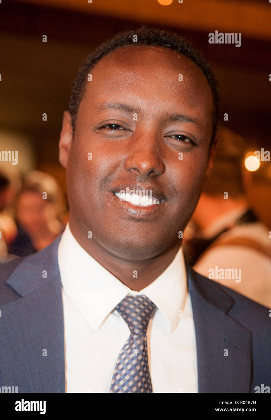 AHMED ABDIRAHMAN Somalian refugee to Sweden.Recieved a scholarship to Ross School in US.Where he read International Relations.He is founder of the Järva week a meeting place to reduce the distance between politicians and residents in the suburbs Stock Photo