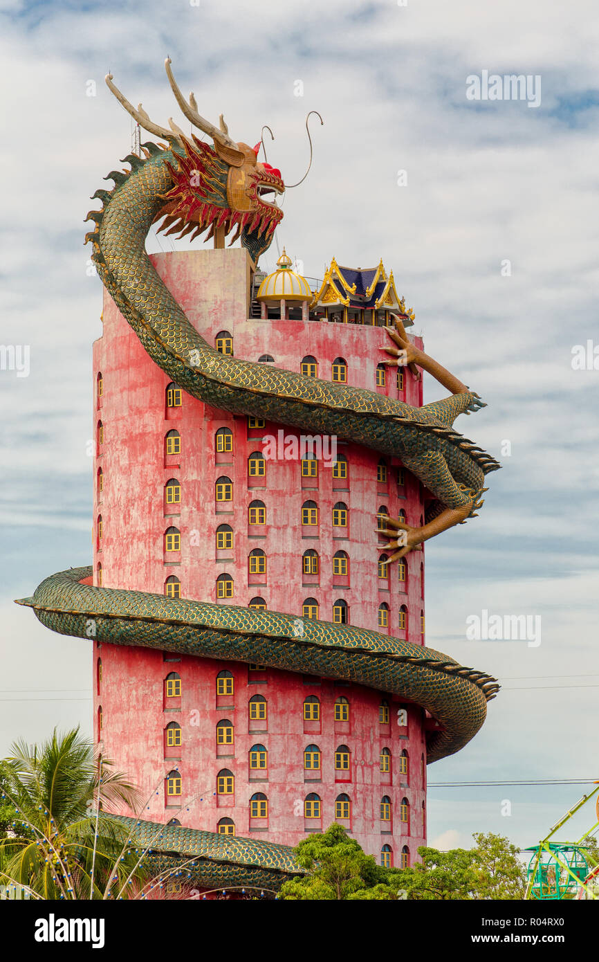 The Dragon Tower Temple Wat Samphran In Nakhon Pathom Bangkok Thailand Stock Photo Alamy