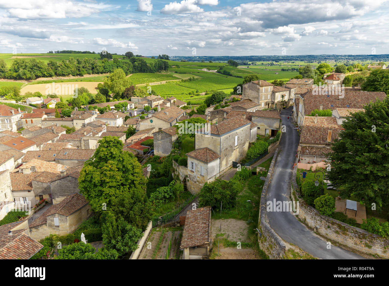 French village and vineyard at Saint Emilion, Unesco heritage near Bordeaux, France Stock Photo