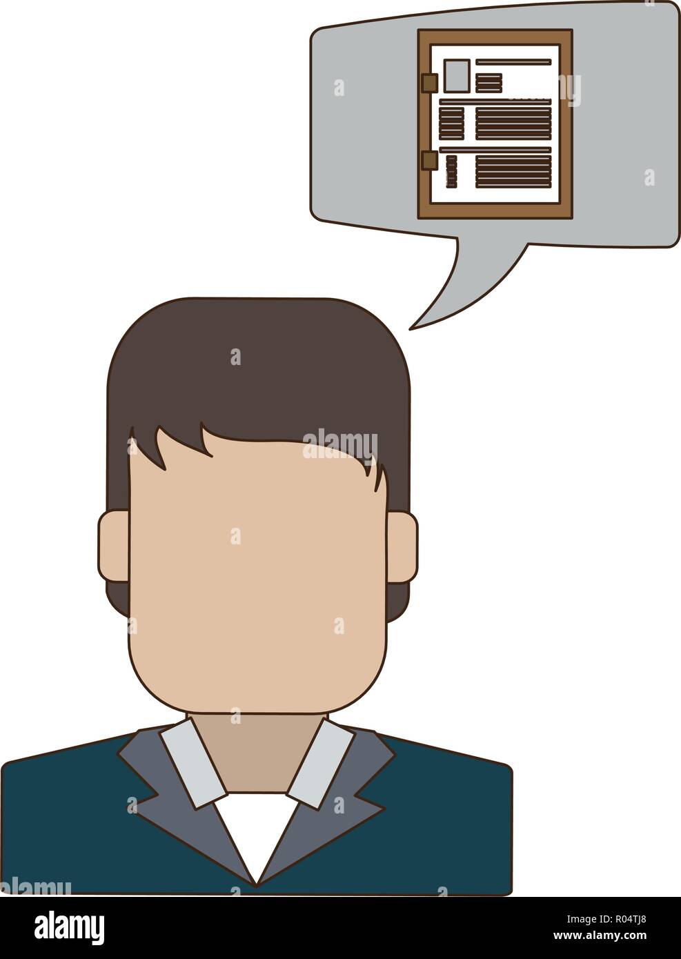 Businessman avatar faceless profile with clipboard vector illustration ...