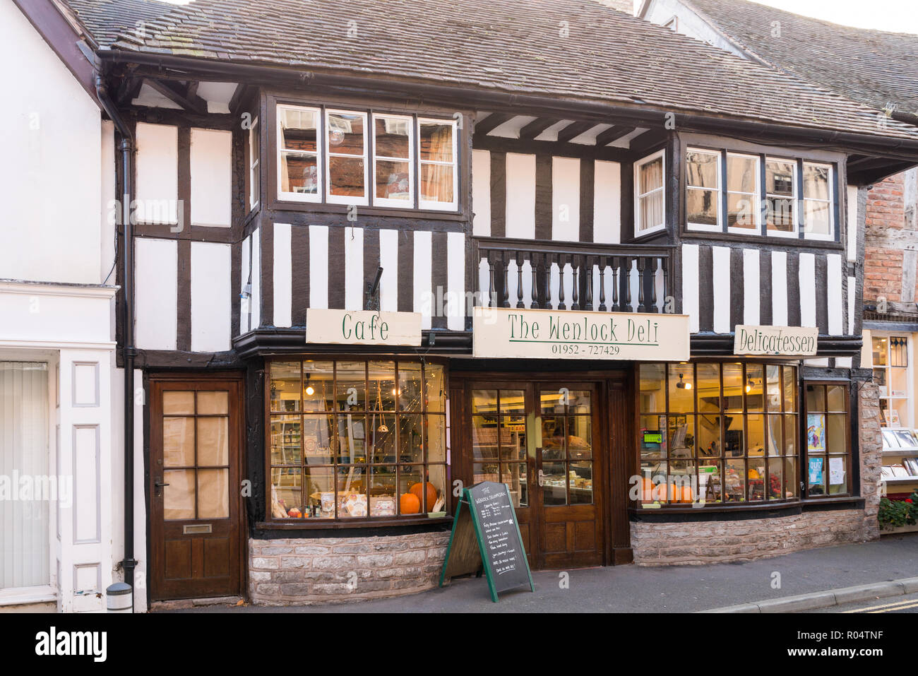 The Wenlock Deli on Much Wenlock High Street, Shropshire Stock Photo