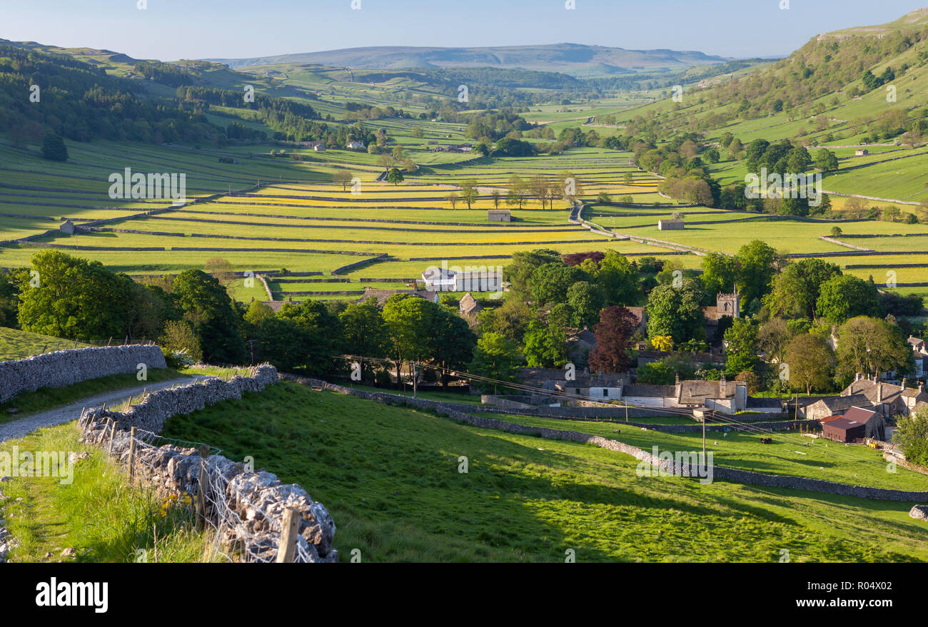 View down Wharfedale in the Yorkshire Dales national Park.Taken from Top Mere Road, an ancient green lane Stock Photo