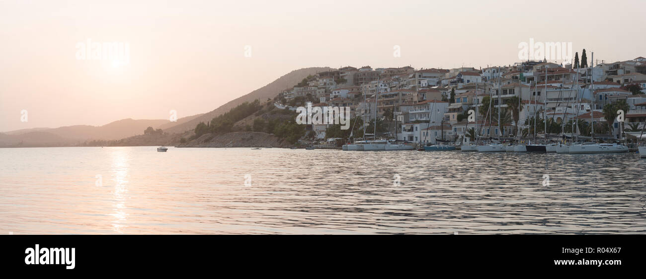Ermioni at sunset, Ermioni, Peloponnese, Greece, Europe Stock Photo