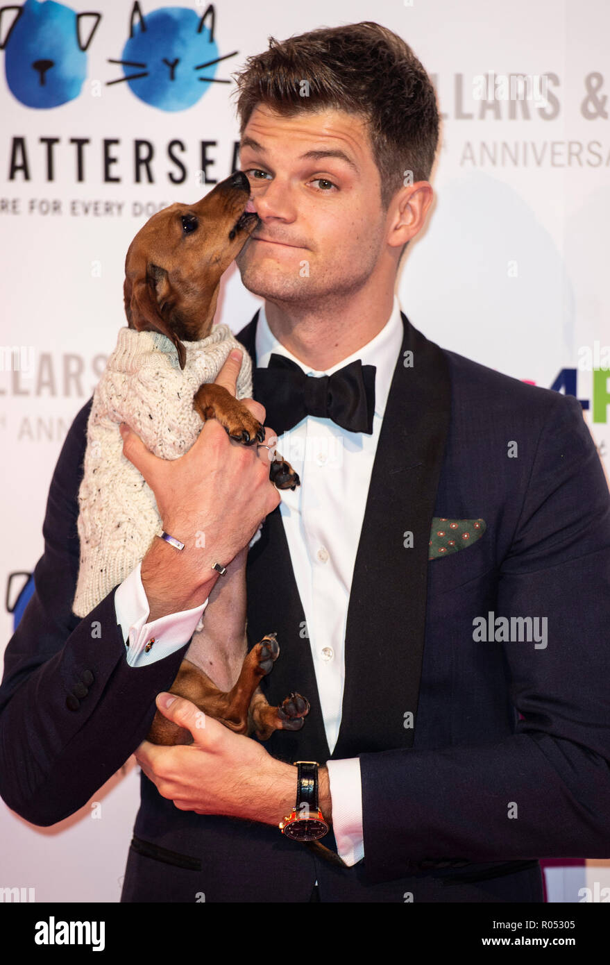 London, UK. 1st November, 2018. London, UK. 1st November, 2018. Jim Chapman attends the Battersea Dogs & Cats Home Collars & Coats Gala Ball 2018 at Battersea Evolution on November 01, 2018 in London, England Credit: Gary Mitchell, GMP Media/Alamy Live News Stock Photo