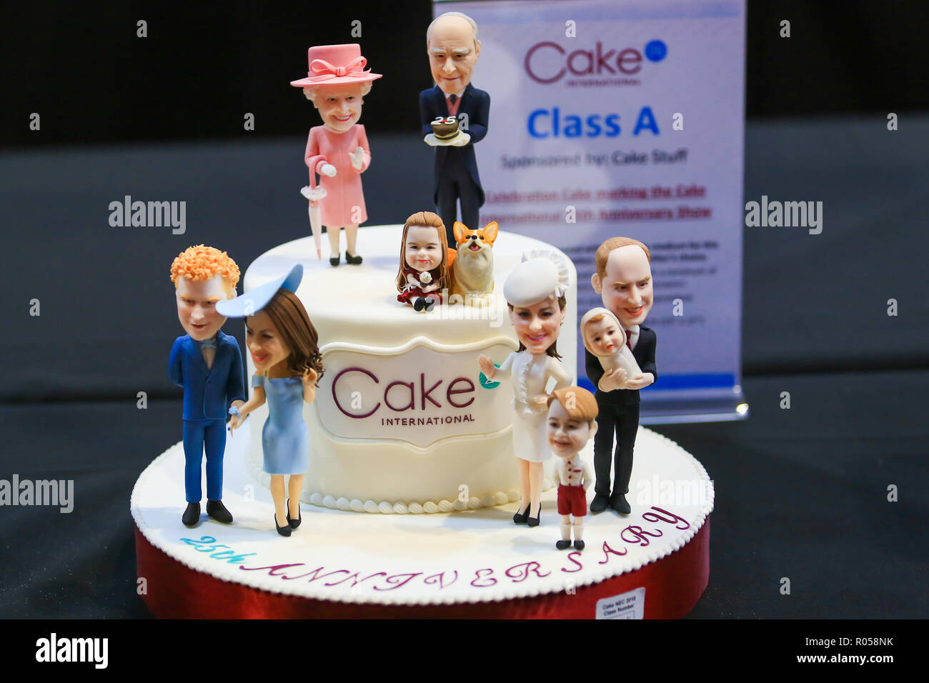 Birmingham, UK. 2nd November, 2018. The opening day of the 25th Cake International Show at the NEC in Birmingham. Hundreds of exhibitors show off their skills in sugar and cake. One exhibitor made a tribute to the Royal Family.  Peter Lopeman/Alamy Live News Stock Photo