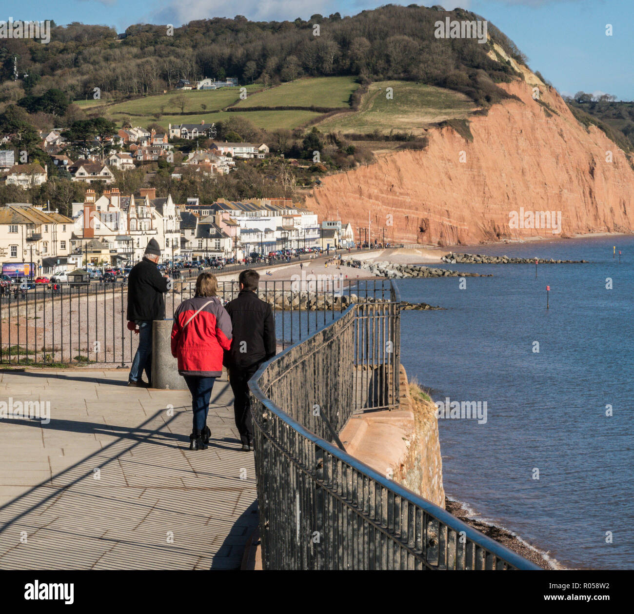 Sidmouth, Devon. 2nd Nov 2018. UK Weather: People take in the view of Sidmouth seafront from Connaught Gardens above the town. Photo Central/Alamy Live News Stock Photo