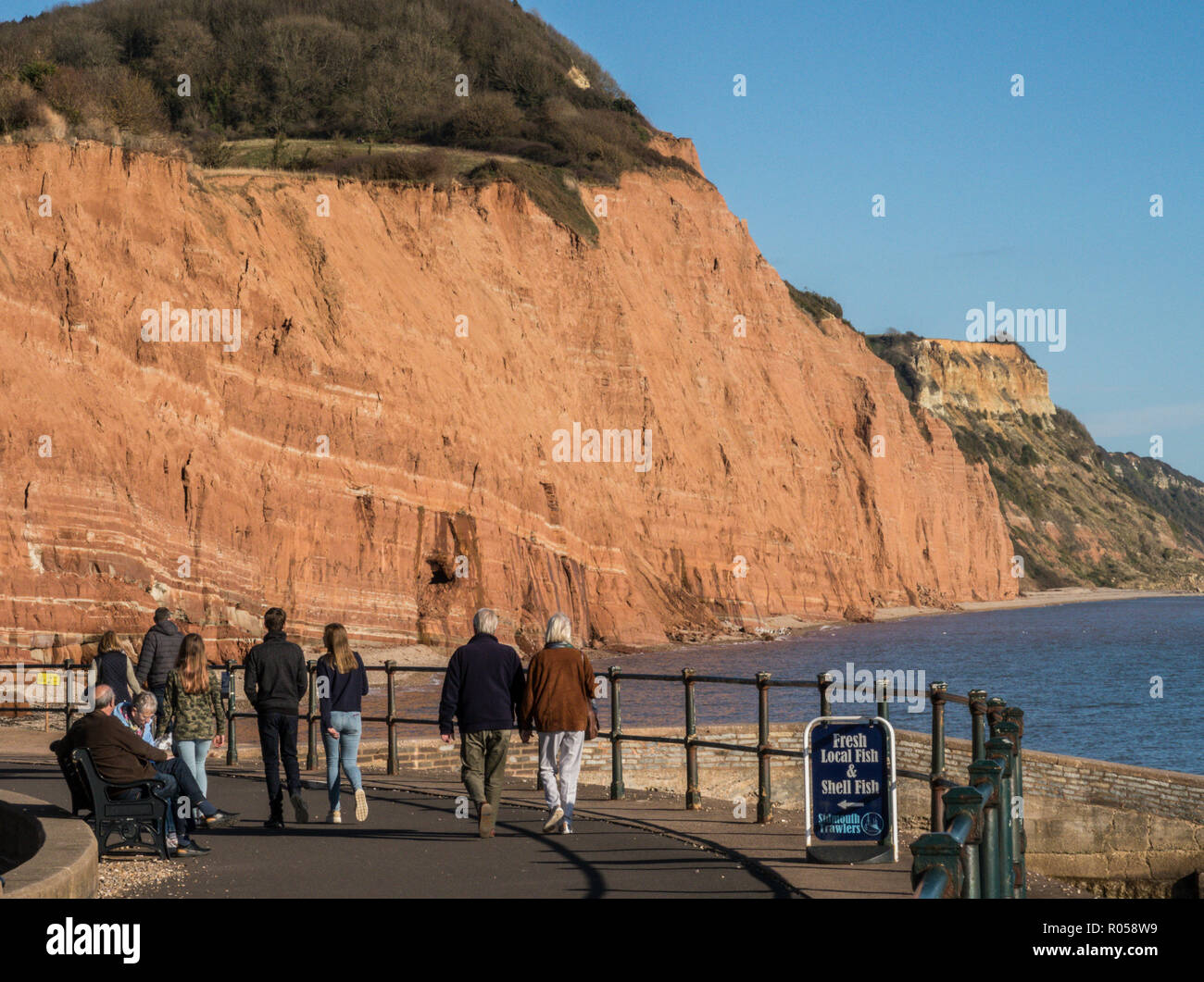 Sidmouth, Devon. 2nd Nov 2018. UK Weather People take a look at the