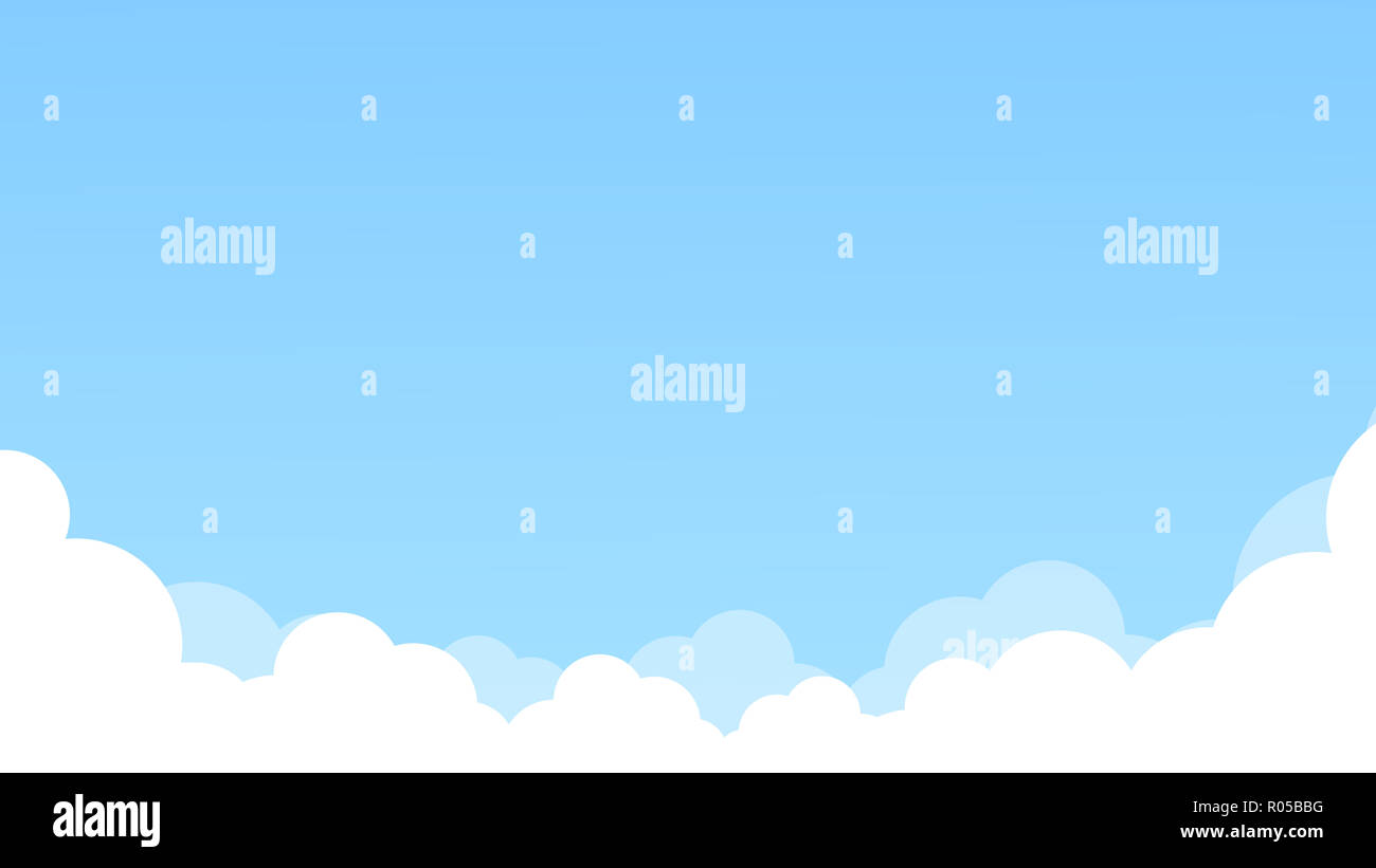 Blue sky with white clouds gradient background. Flat style simple Stock ...