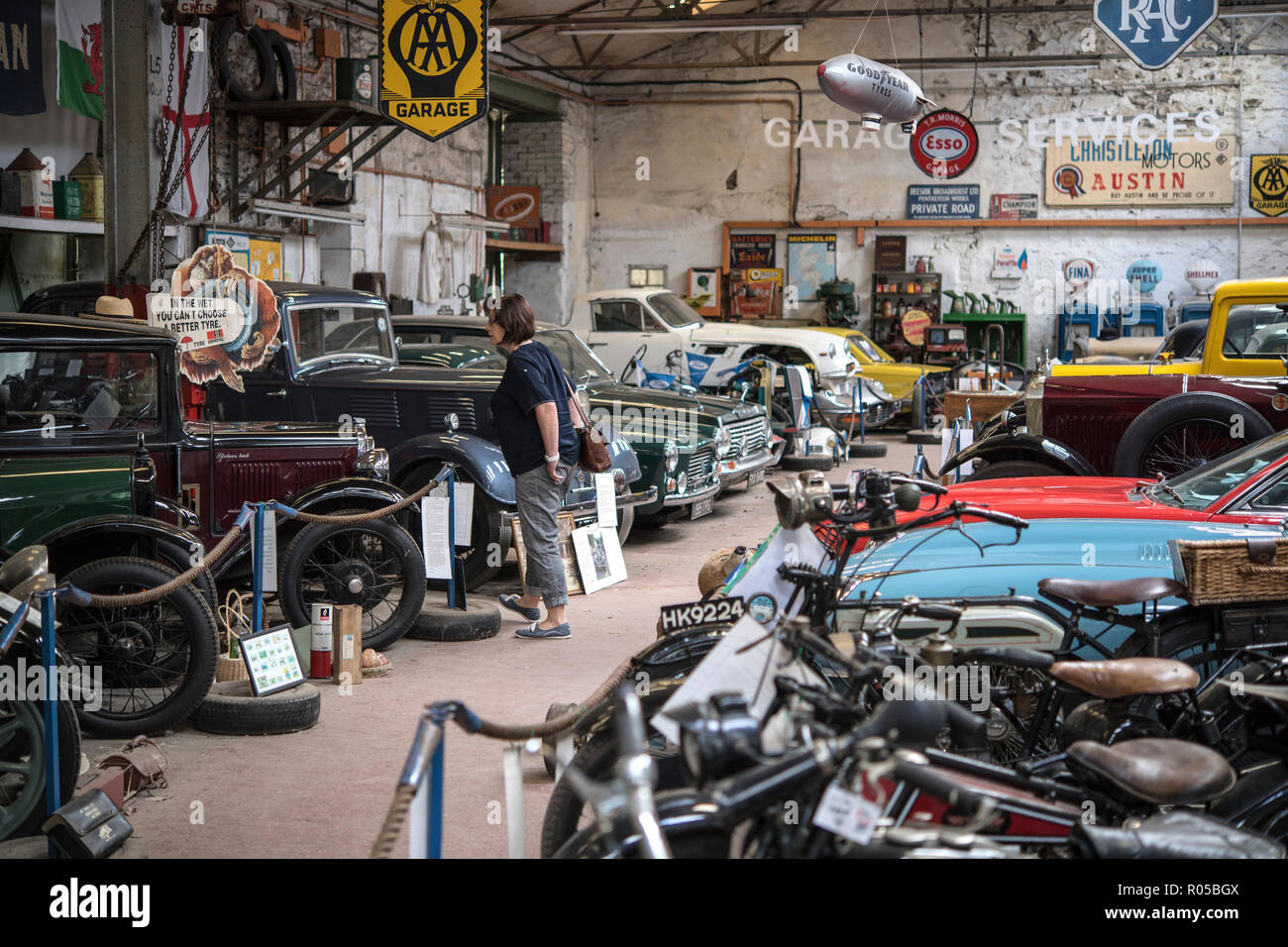 Interior of the Llangollen Motor Museum in Wales Stock Photo