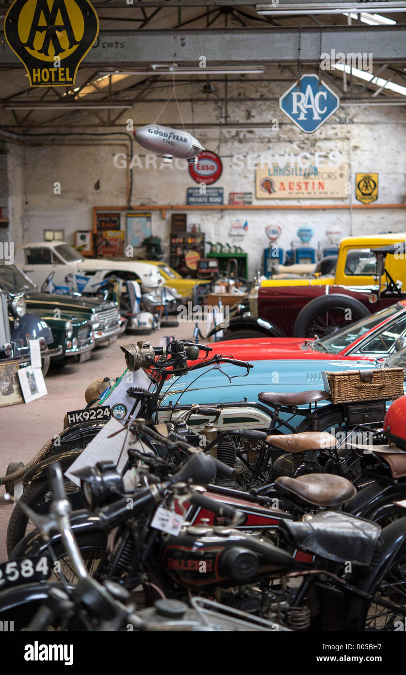 Interior of the Llangollen Motor Museum in Wales Stock Photo