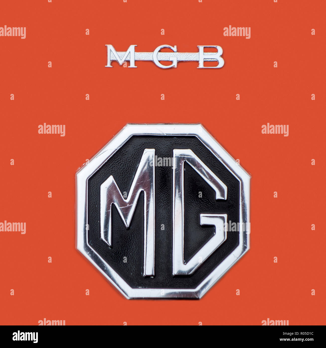 1972 MG MGB Roadster logo / car boot badge Stock Photo
