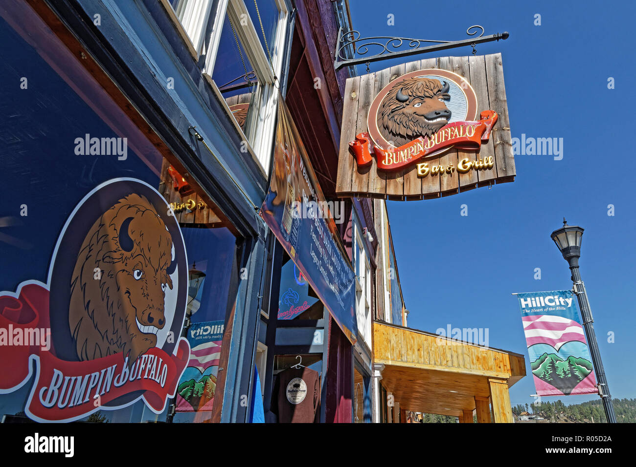 HILL CITY, SOUTH DAKOTA, September 16, 2018 Shop signs and stores in
