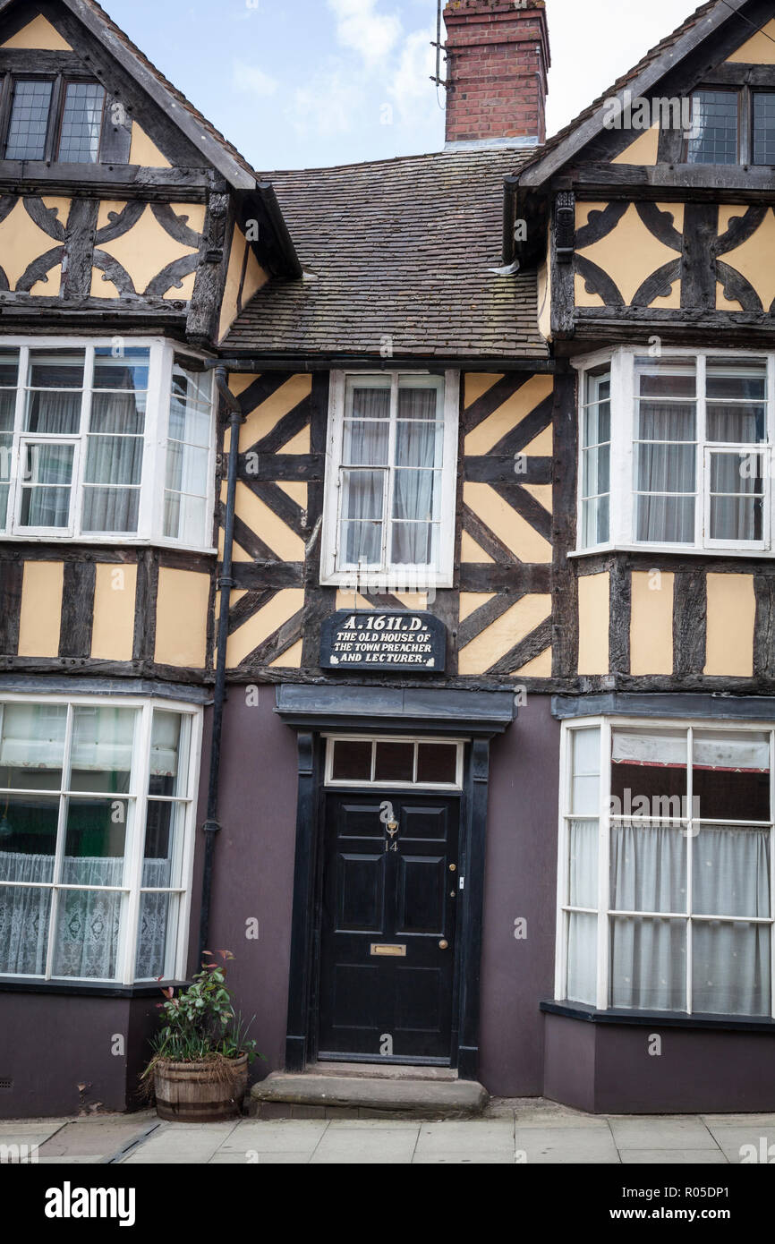 Front facade of a 17th century building in Ludlow. Stock Photo