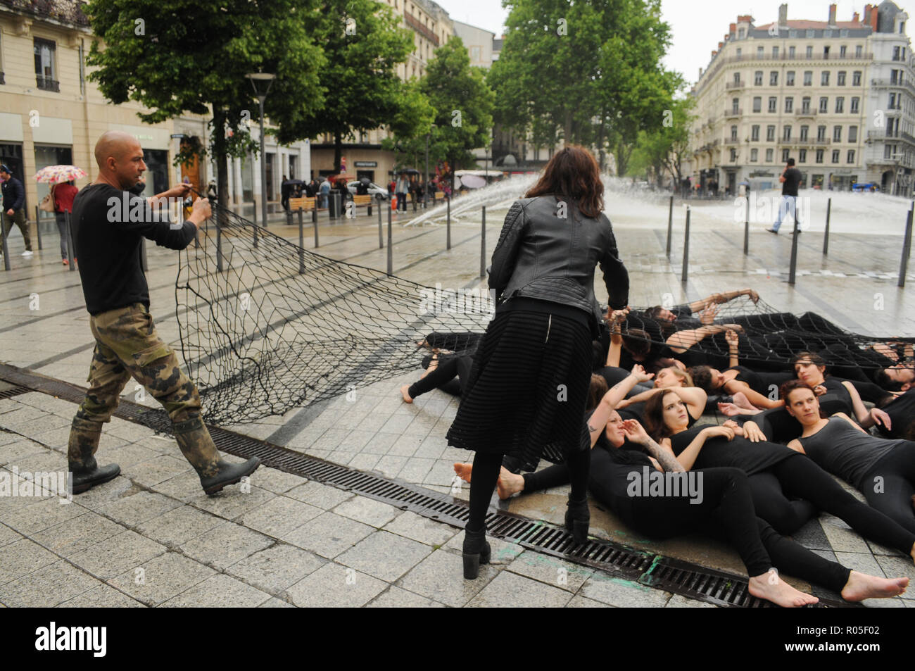 L269 Animals rights defenders protest aginst fishing, Lyon, France ...
