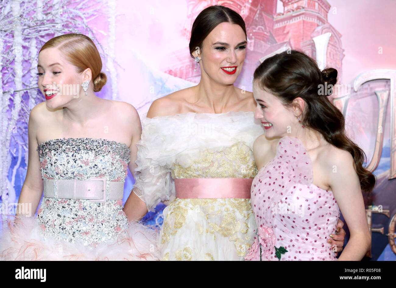 Ellie Bamber, Keira Knightley and Mackenzie Foy attending the European