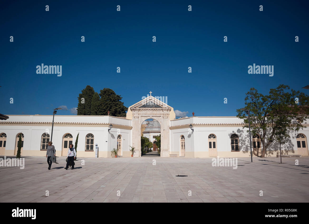 The entrance of San Miguel cemetery is seen open during the All Saint Day  in Malaga. Stock Photo