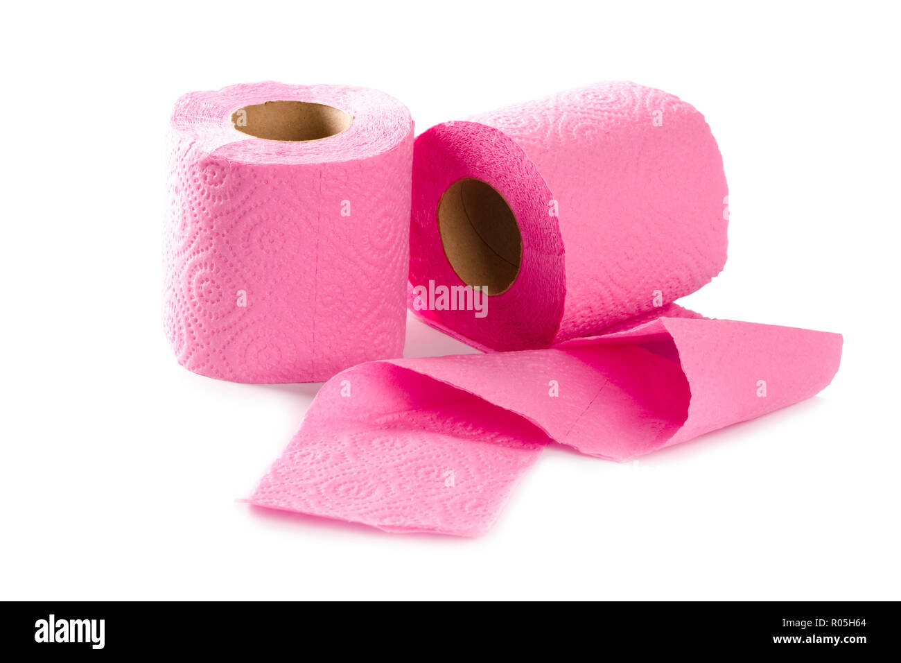 Pink Toilet Paper Isolated From Background Stock Photo - Download