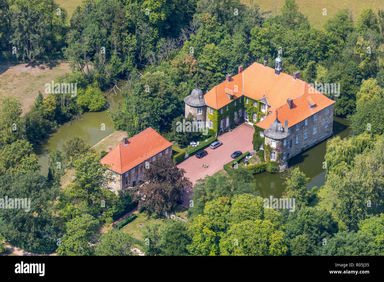 Aerial view, Schloss Itlingen, Ascheberg-Hebern, Münsterland, Nordrhein-Westfalen, Deutschland Stock Photo