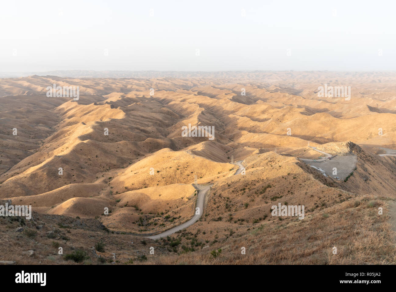 Gokcheh Dagh hills in the Turkmen Sahra around Khaled Nabi cemetery in Golestan, Northern Iran Stock Photo