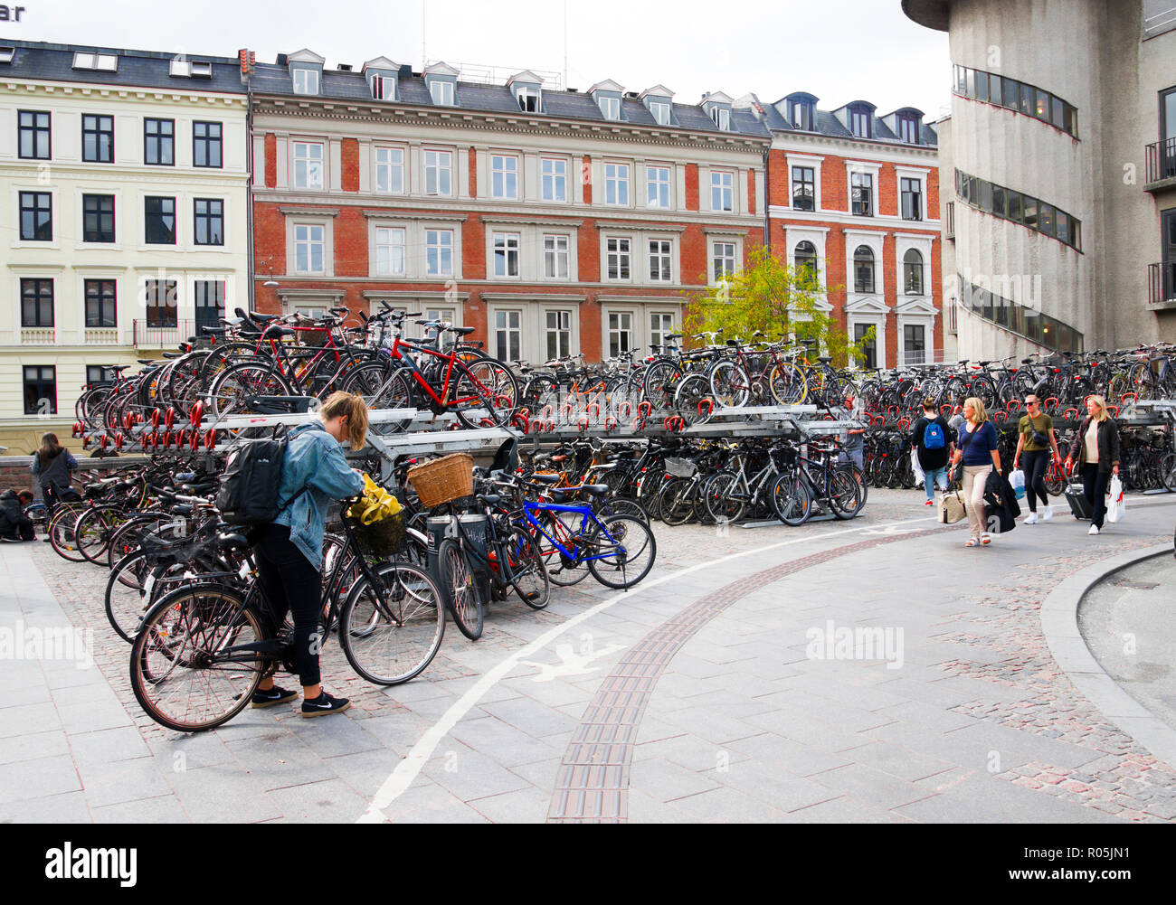 Importance of bicycle transportation in Copenhagen Denmark capital city Stock Photo