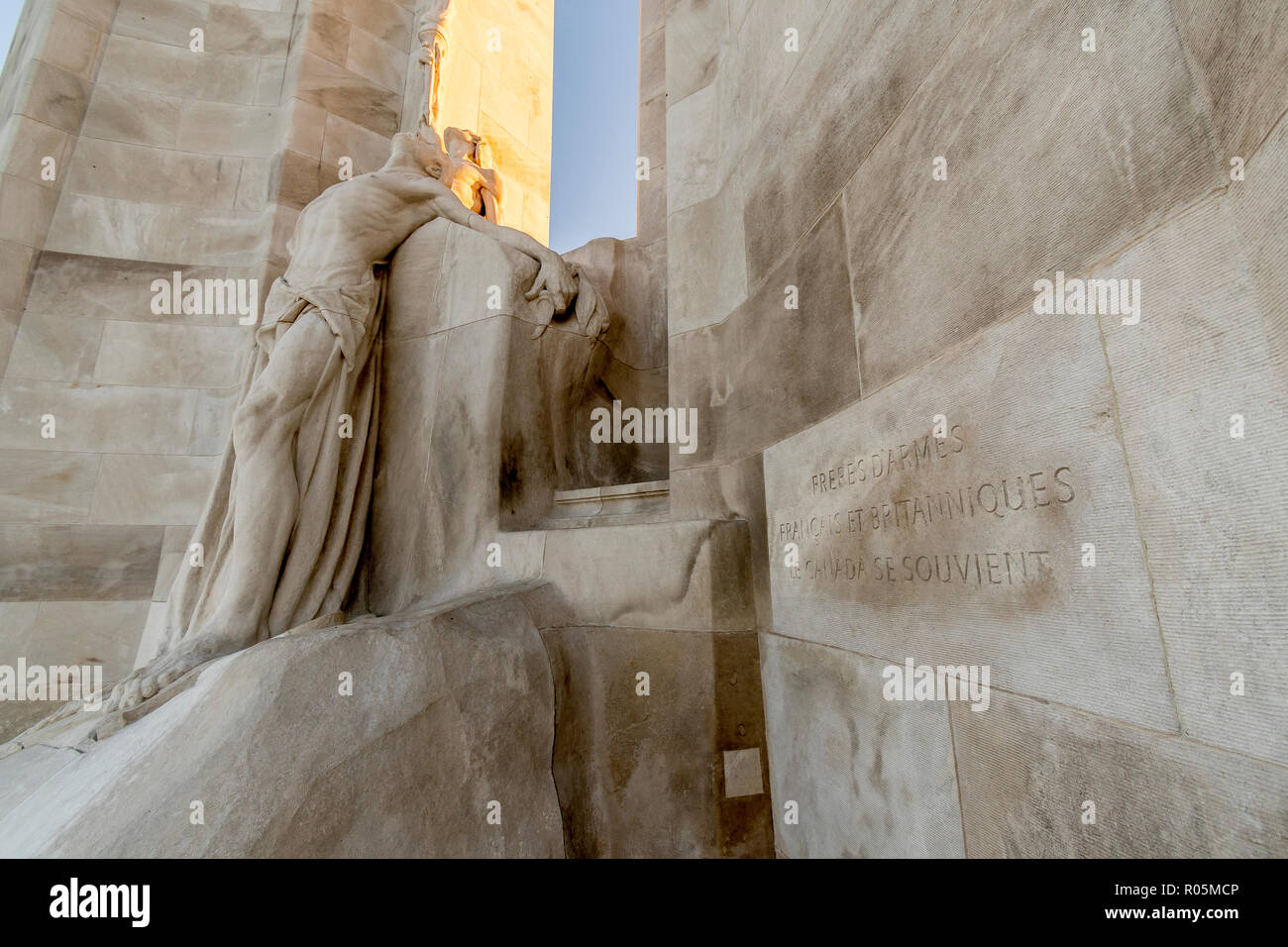 The Canadian First World War memorial at Vimy Ridge at sunset near ...