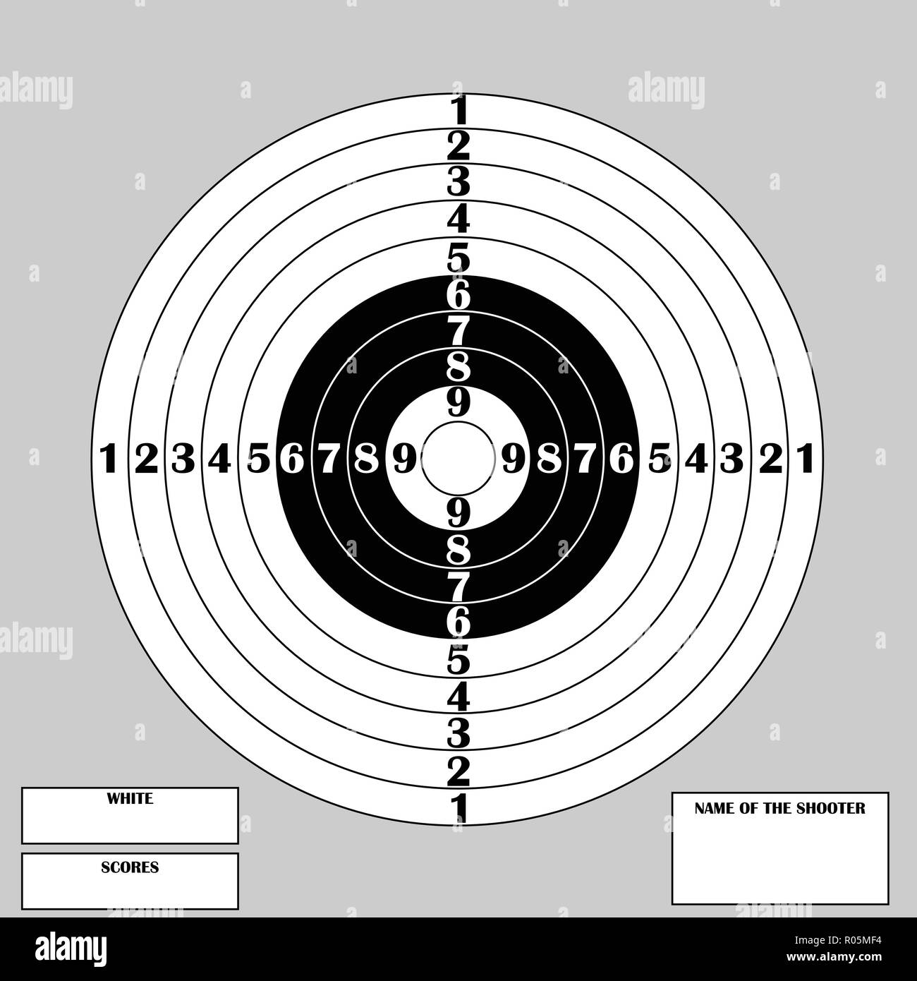 Clean target for shooting competition with numbers and text Stock