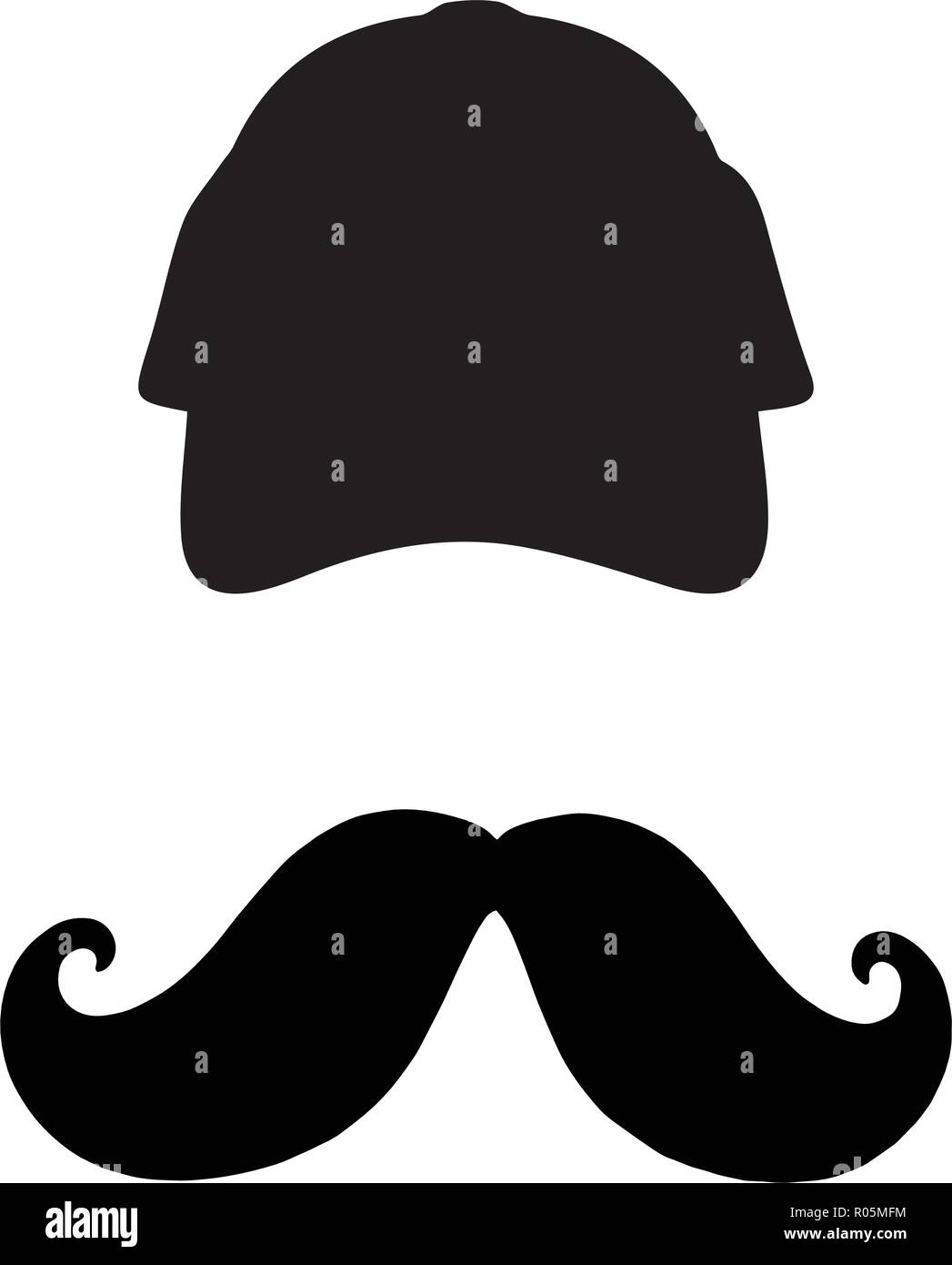 Moustache and cap, man symbol, conceptual vector Stock Vector