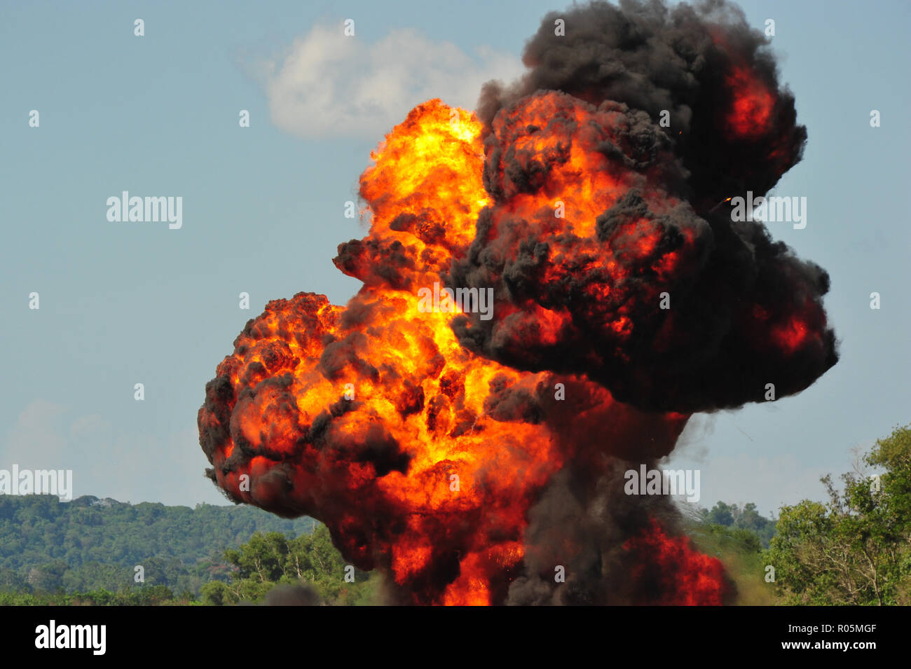 Big fire cause by bomb explosion Stock Photo Alamy