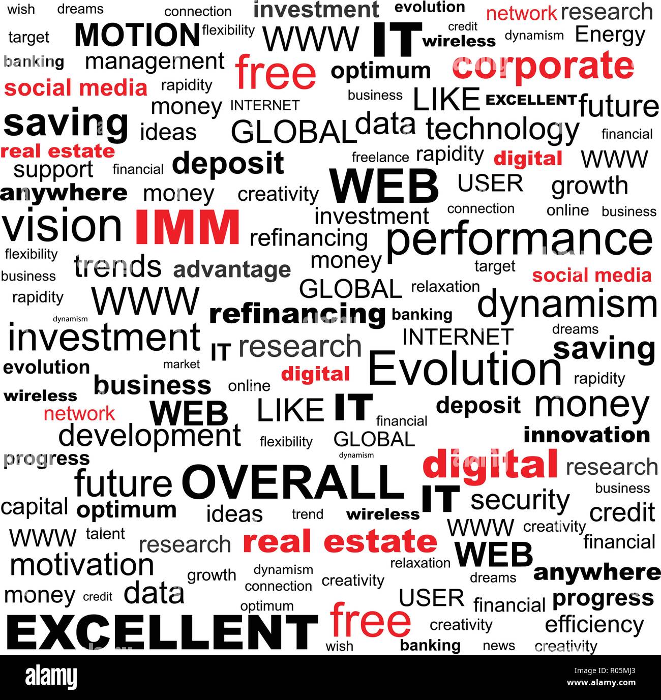 Important words and concepts in the finance and computer world Stock Vector
