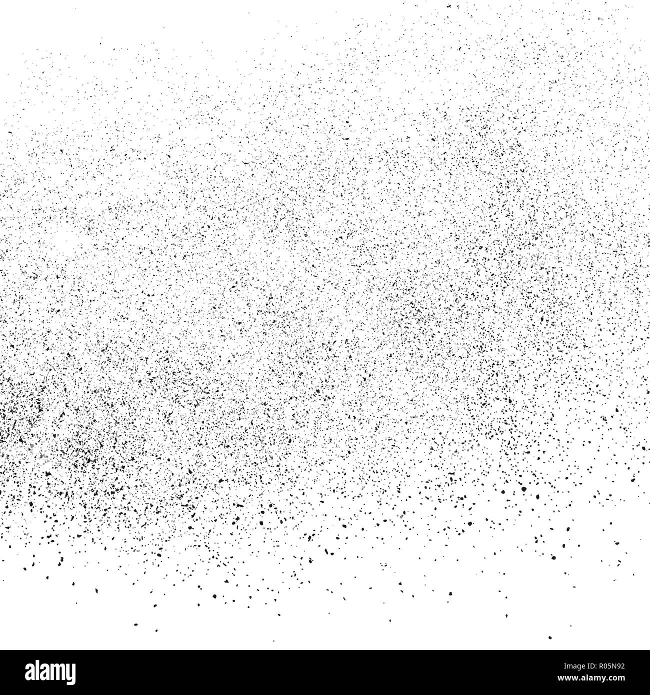 Black grainy texture isolated on white background. Dust overlay. Dark