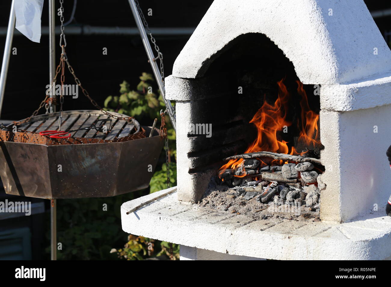 Oven in the garden for barbecue. Stock Photo