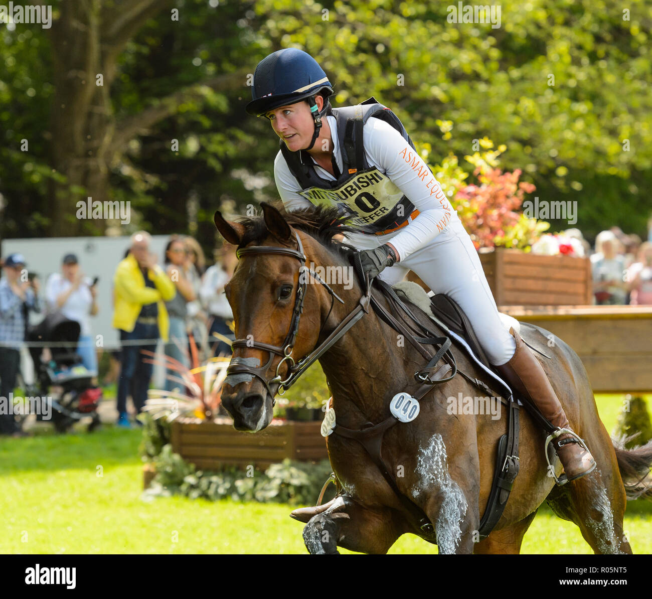 Lauren Kieffer and VERONICA during the cross country phase, Mitsubishi Motors Badminton Horse Trials, Gloucestershire, 2018 Stock Photo