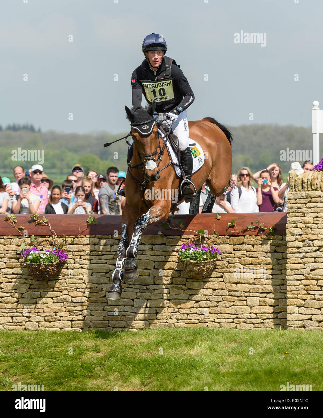 Oliver Townend and COOLEY SRS during the cross country phase, Mitsubishi Motors Badminton Horse Trials, Gloucestershire, 2018 Stock Photo