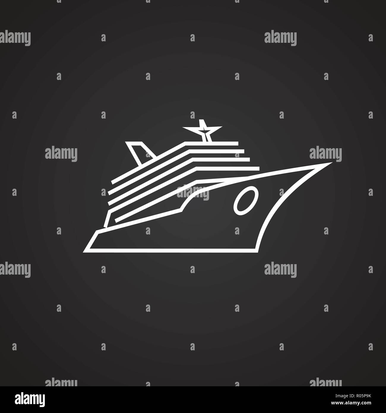 Ship water transportation thin line on black background Stock Vector ...