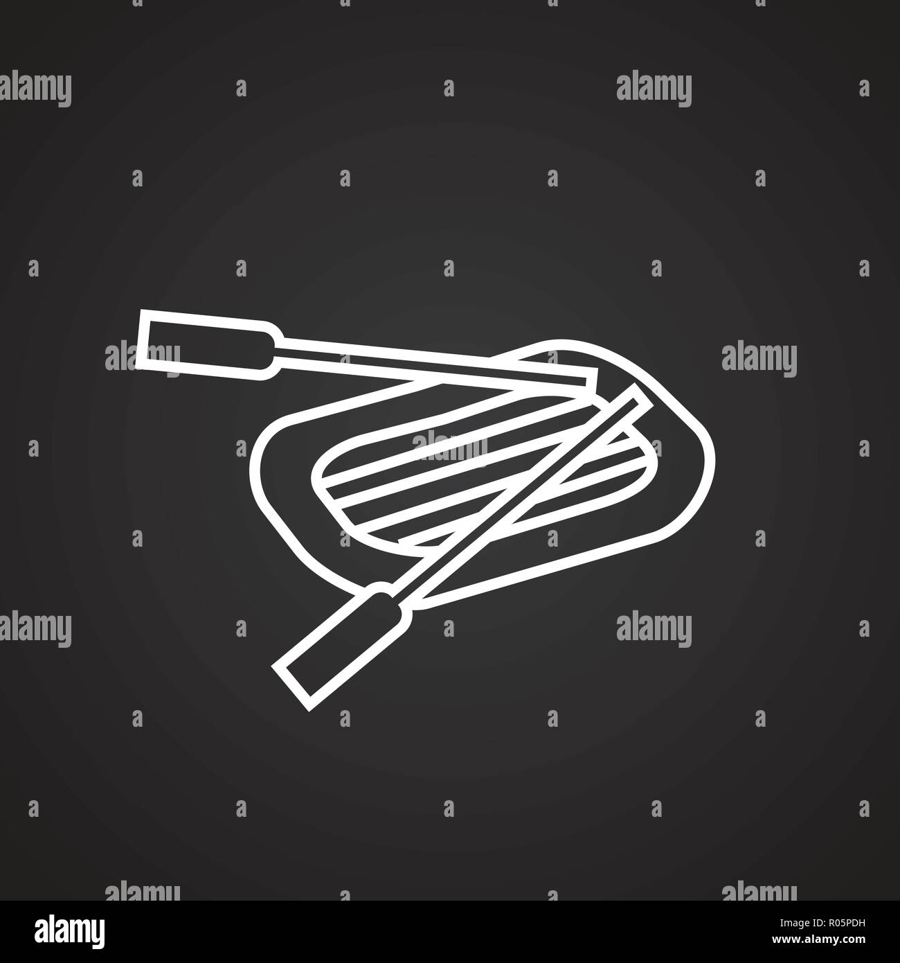Inflatable boat thin line on black background Stock Vector