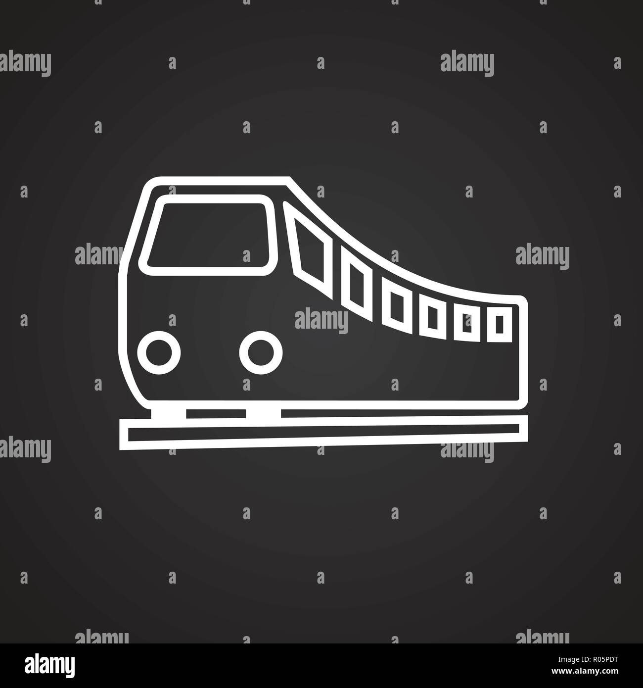 Travel by train thin line on black background Stock Vector