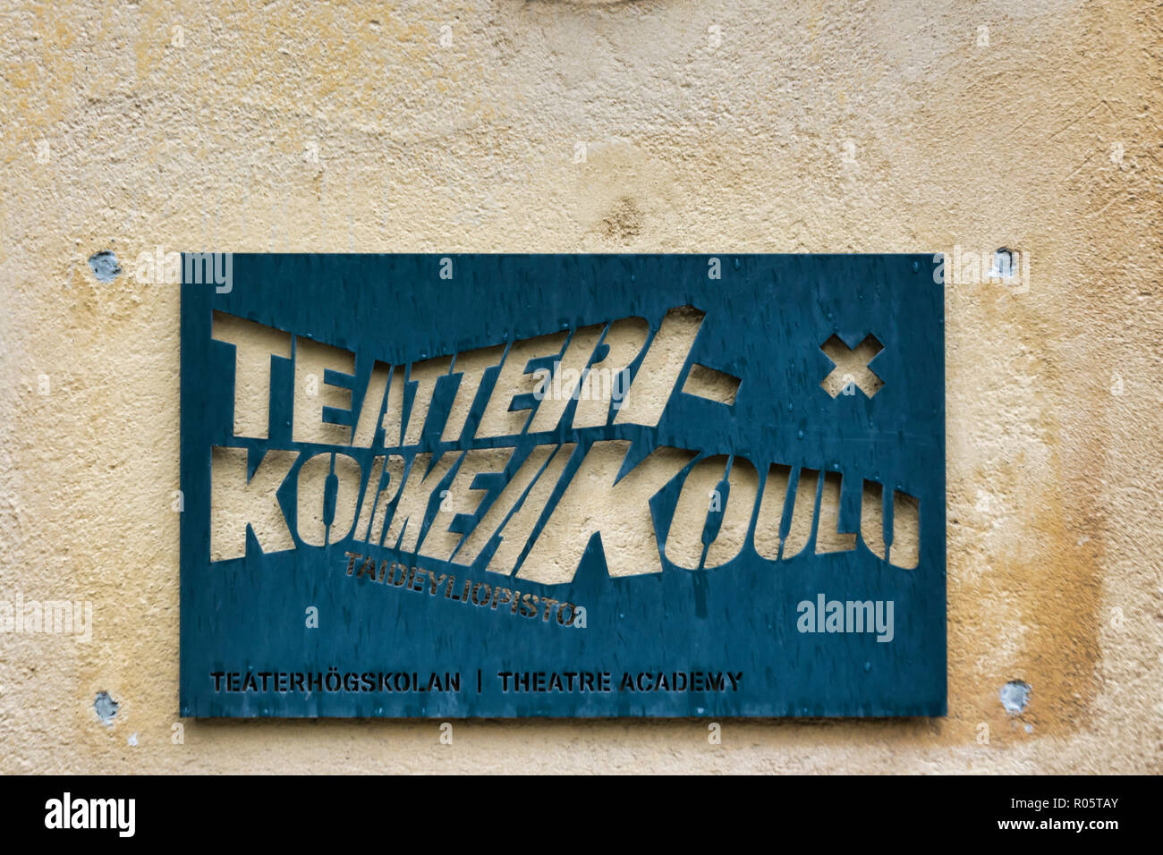 Theatre Academy sign in Helsinki Finland Stock Photo Alamy