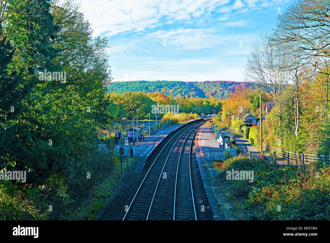 Capturing the railway network, through Totley tunnel into Grindlebrook station, in Derbyshire. Stock Photo