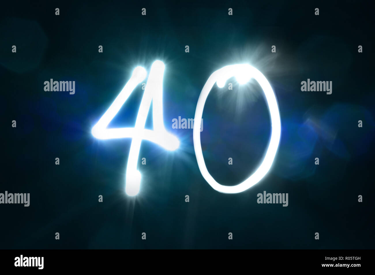 Fourty light sparkle shine number anniversary year Stock Photo