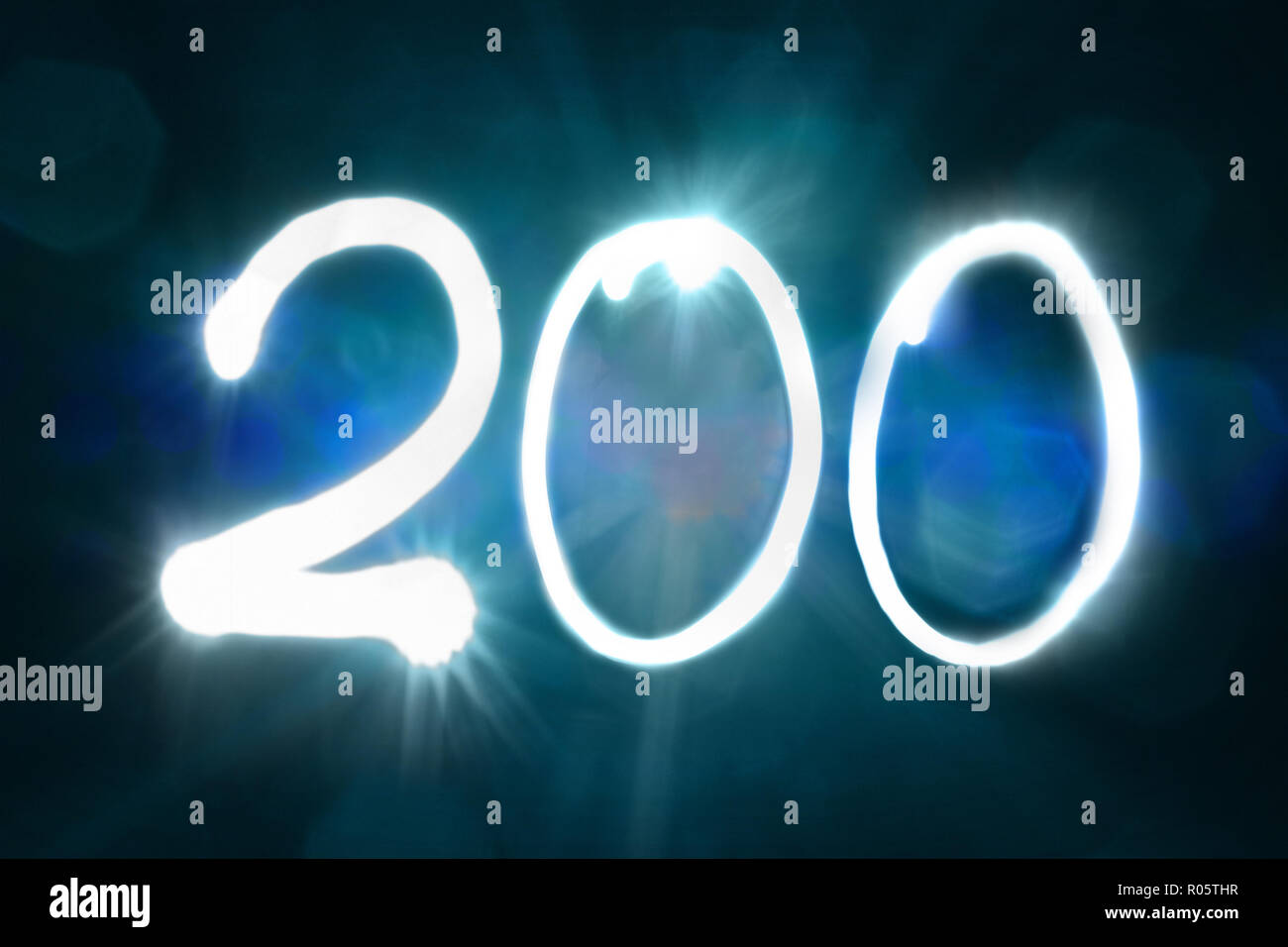 two hundred light sparkle shine number anniversary year Stock Photo