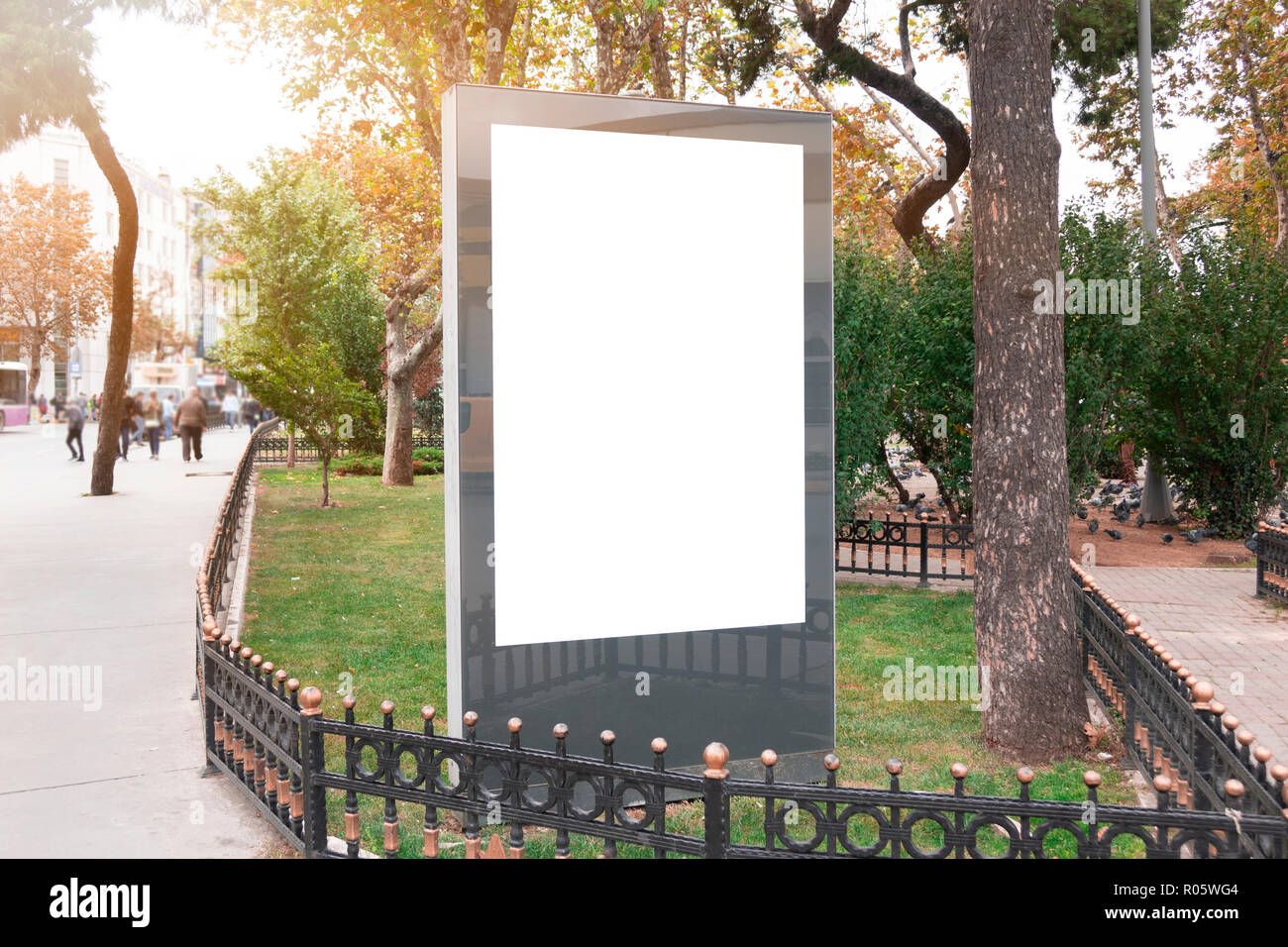 Blank billboard mock up in a park Stock Photo