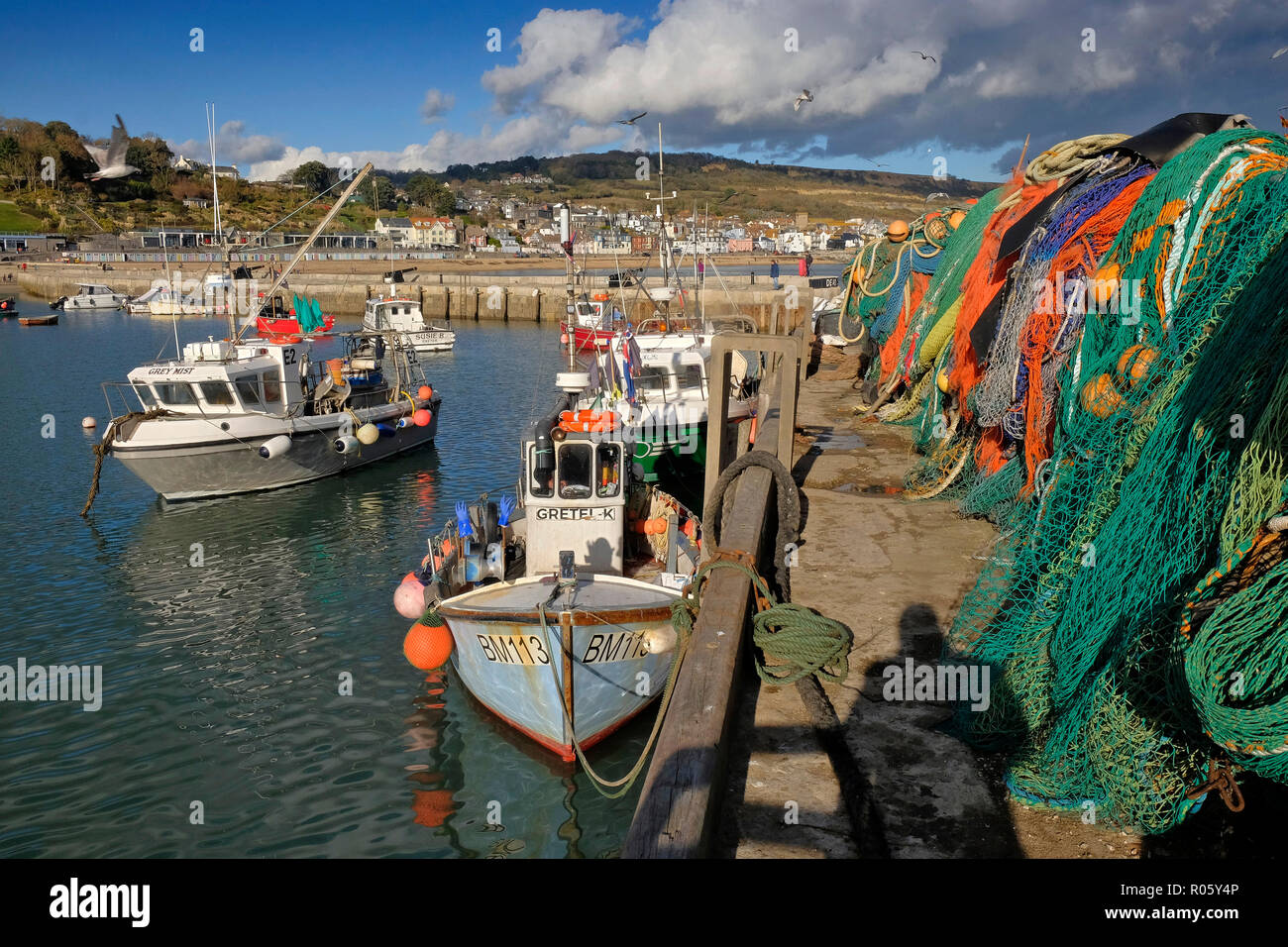 Harbour Lyme Regis Uk Fishing Boat High Resolution Stock Photography ...