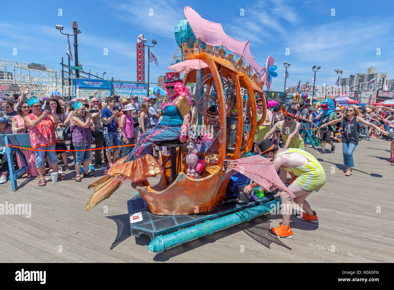 People having fun watching the Annual Mermaid Parade at Coney Island, Brooklyn, New York. Stock Photo