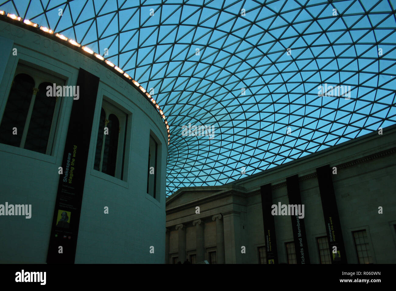 Ceiling in the British Museum in evening's light, London, England Stock Photo