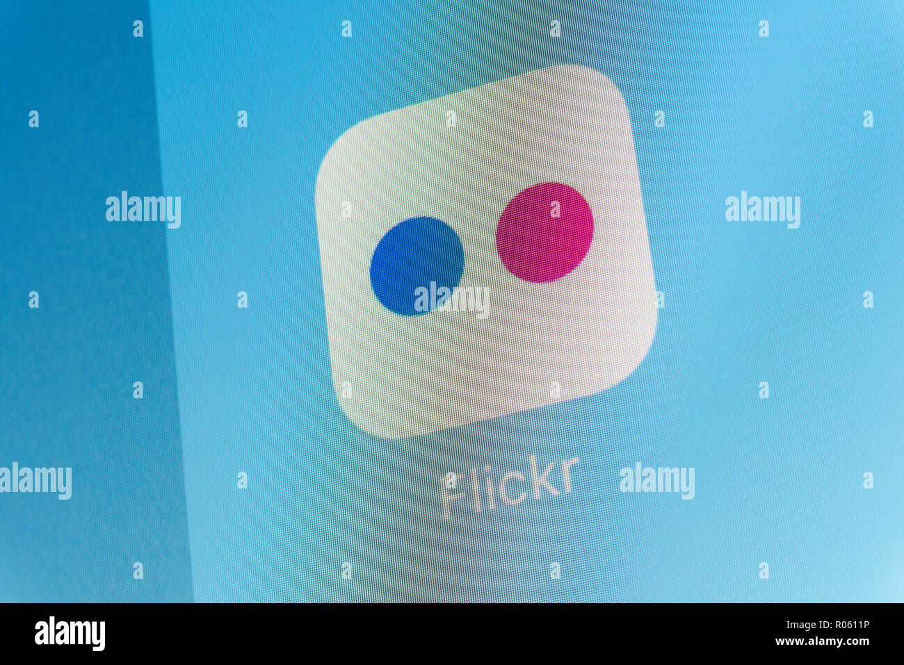 Flickr App on cellphone screen Stock Photo