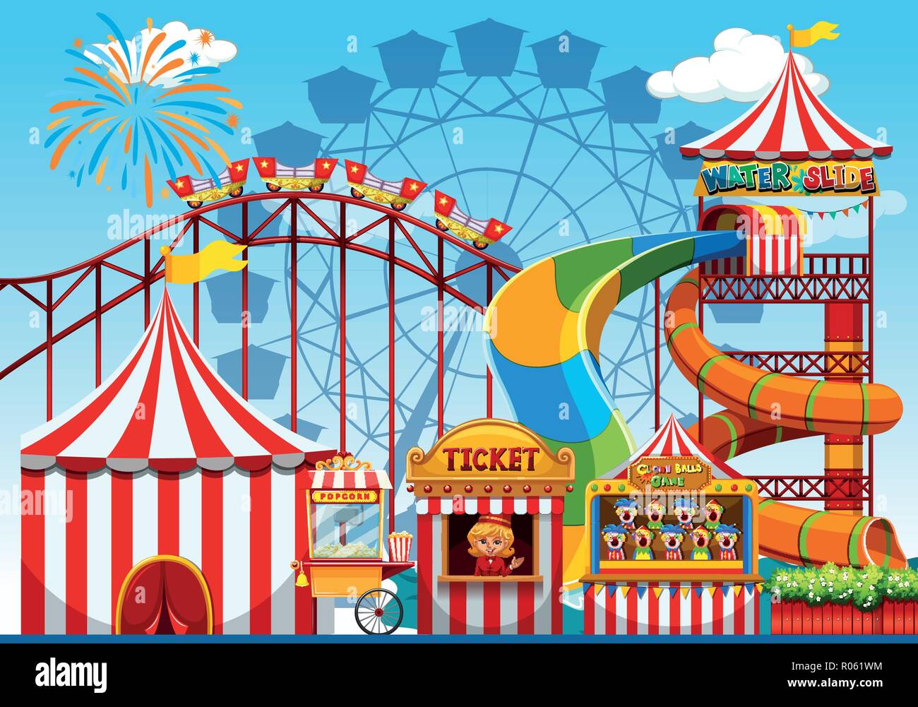 Fun amusement park template illustration Stock Vector Image & Art - Alamy