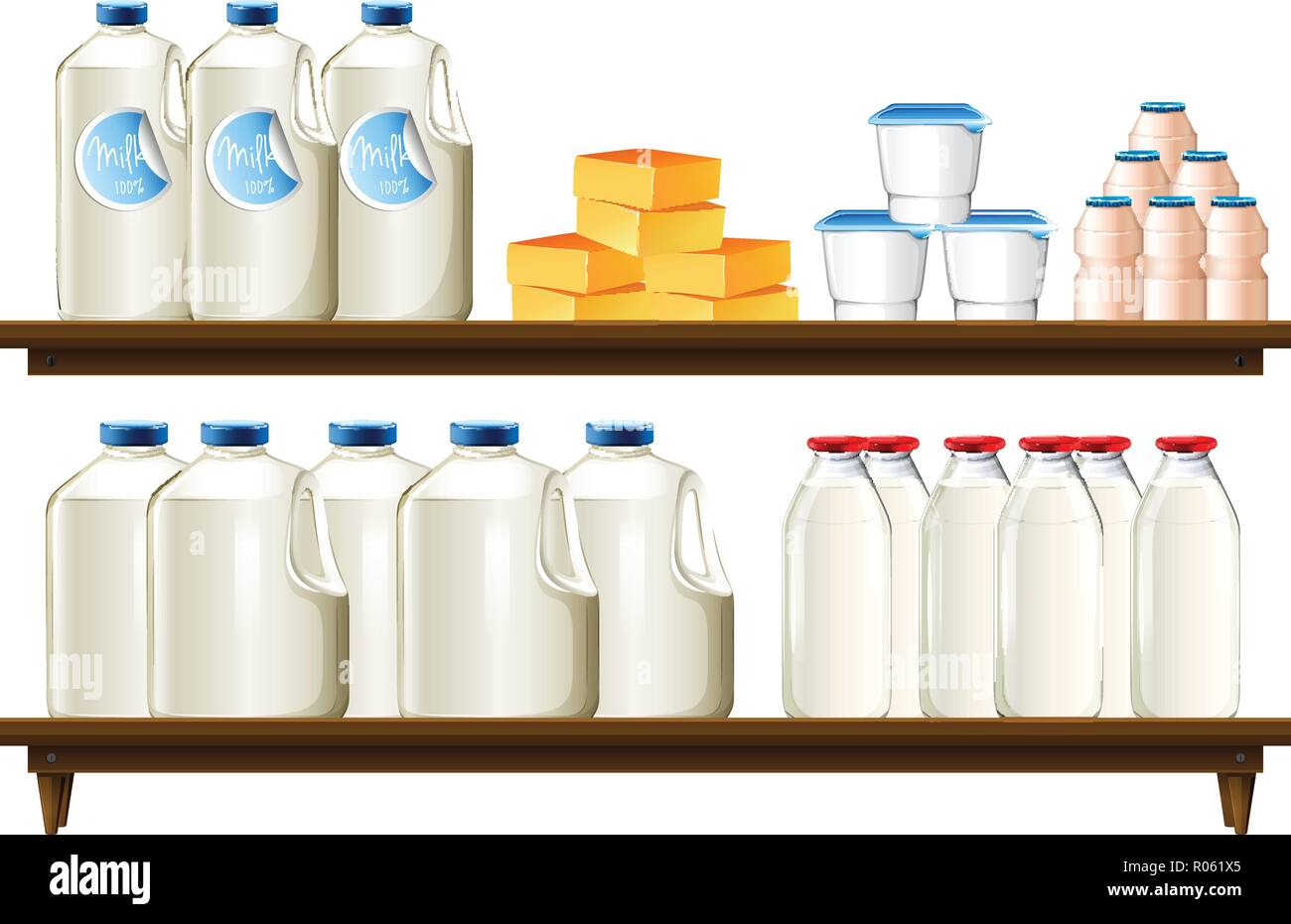 Group of dairy items illustration Stock Vector Image & Art - Alamy