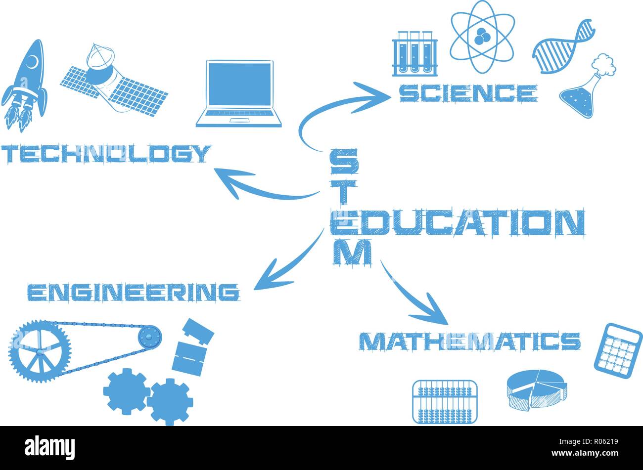 Stem education blue background illustration Stock Vector