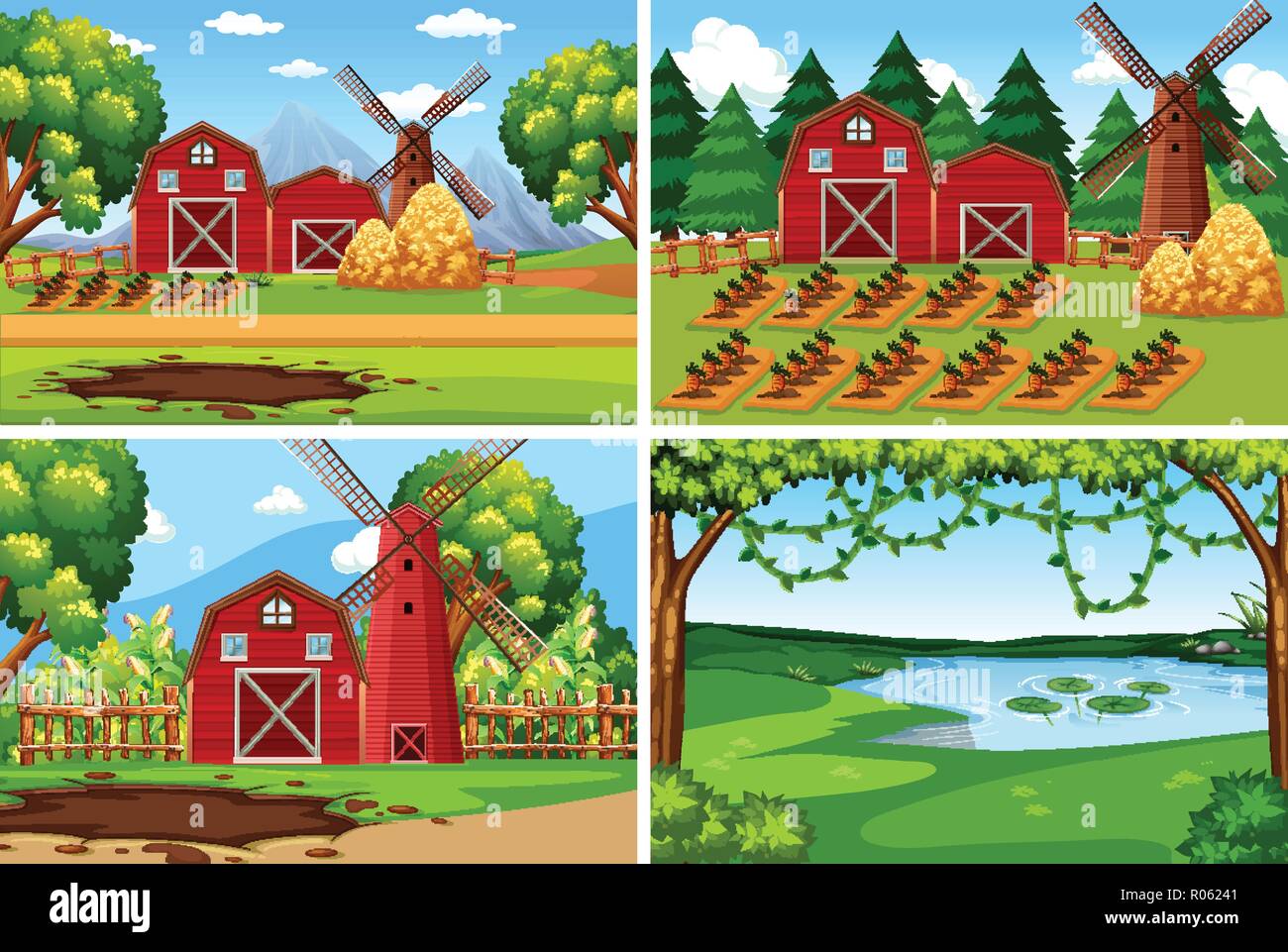Set of farmland landscape illustration Stock Vector Image & Art - Alamy